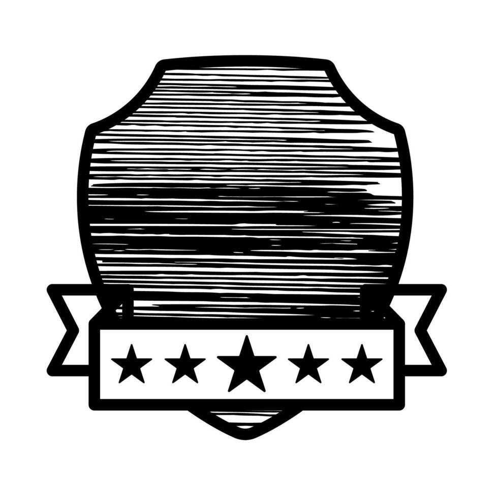 Artistic black and white shield design with a blank ribbon space for text, perfect for logos or creative projects vector