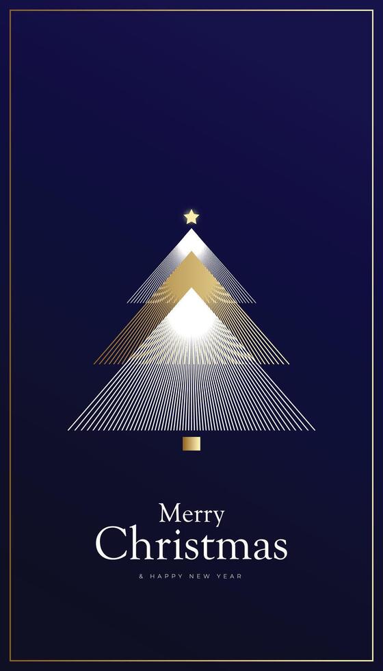 Christmas and New Year background with Christmas tree triangle line style, luxury theme, creative and elegant with blue background. vector