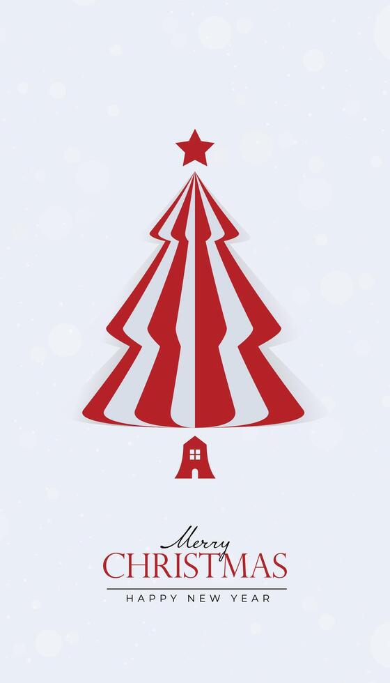 Creative Christmas and New Year's Eve background with folded paper-style Christmas tree. vector