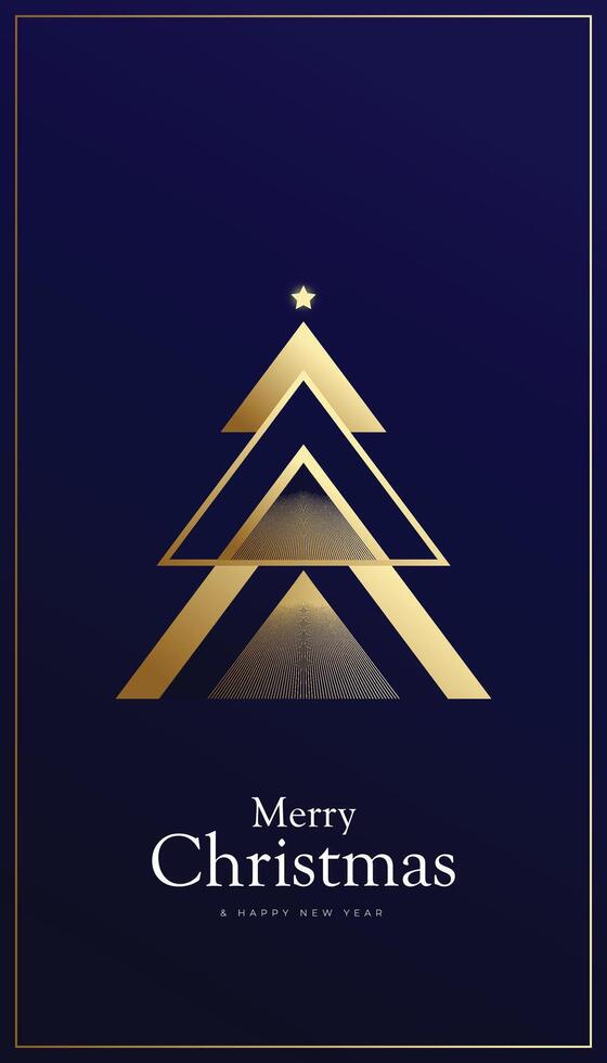 Christmas and New Year background with luxurious themed Christmas tree in the form of a combination of line ornaments and triangle shapes. vector
