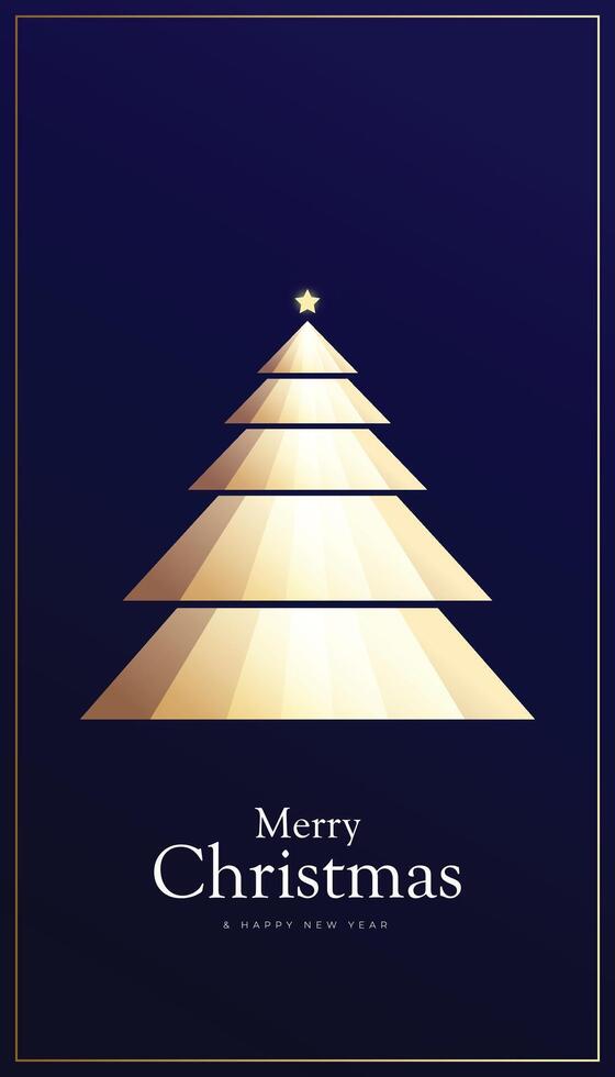 Christmas and New Year background with gold gradient Christmas tree shape, luxurious, creative, and elegant theme. vector