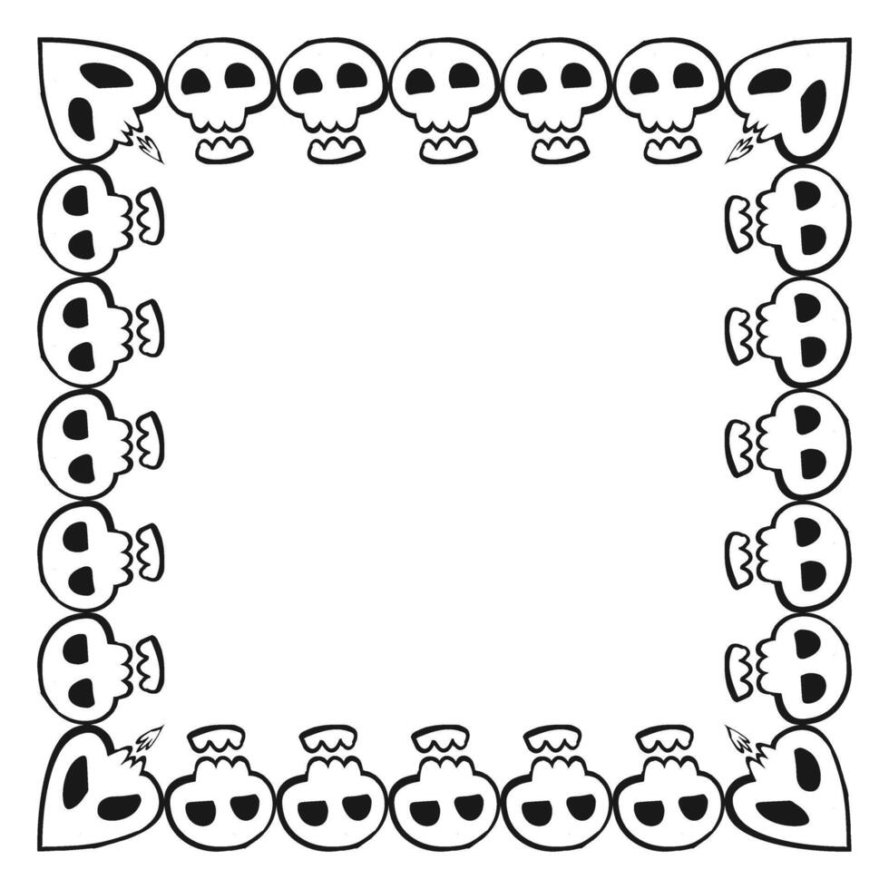Halloween skeleton decorative frames isolated on white background. vector