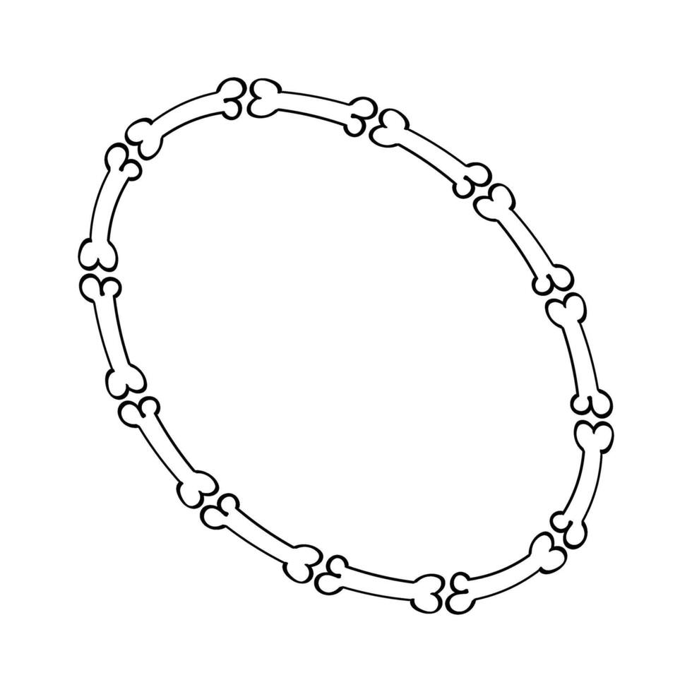 Hand drawn halloween bone frame doodle sketch. design vector