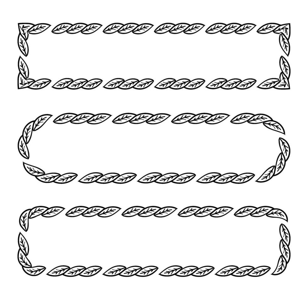 Leaf border frame hand drawn doodle line sketch. illustration vector