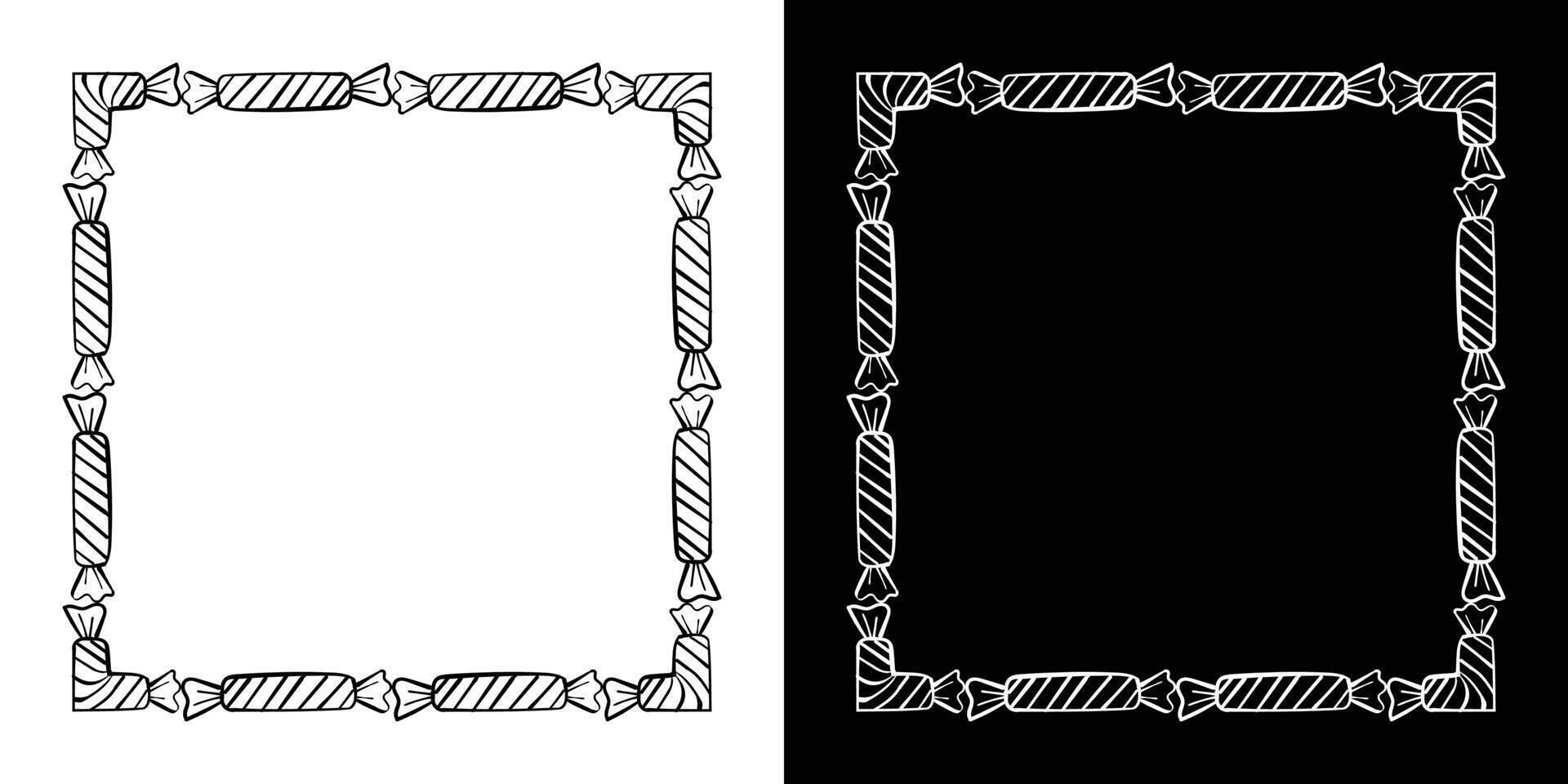 Halloween decorative candy lollipop frames isolated background. illustration vector