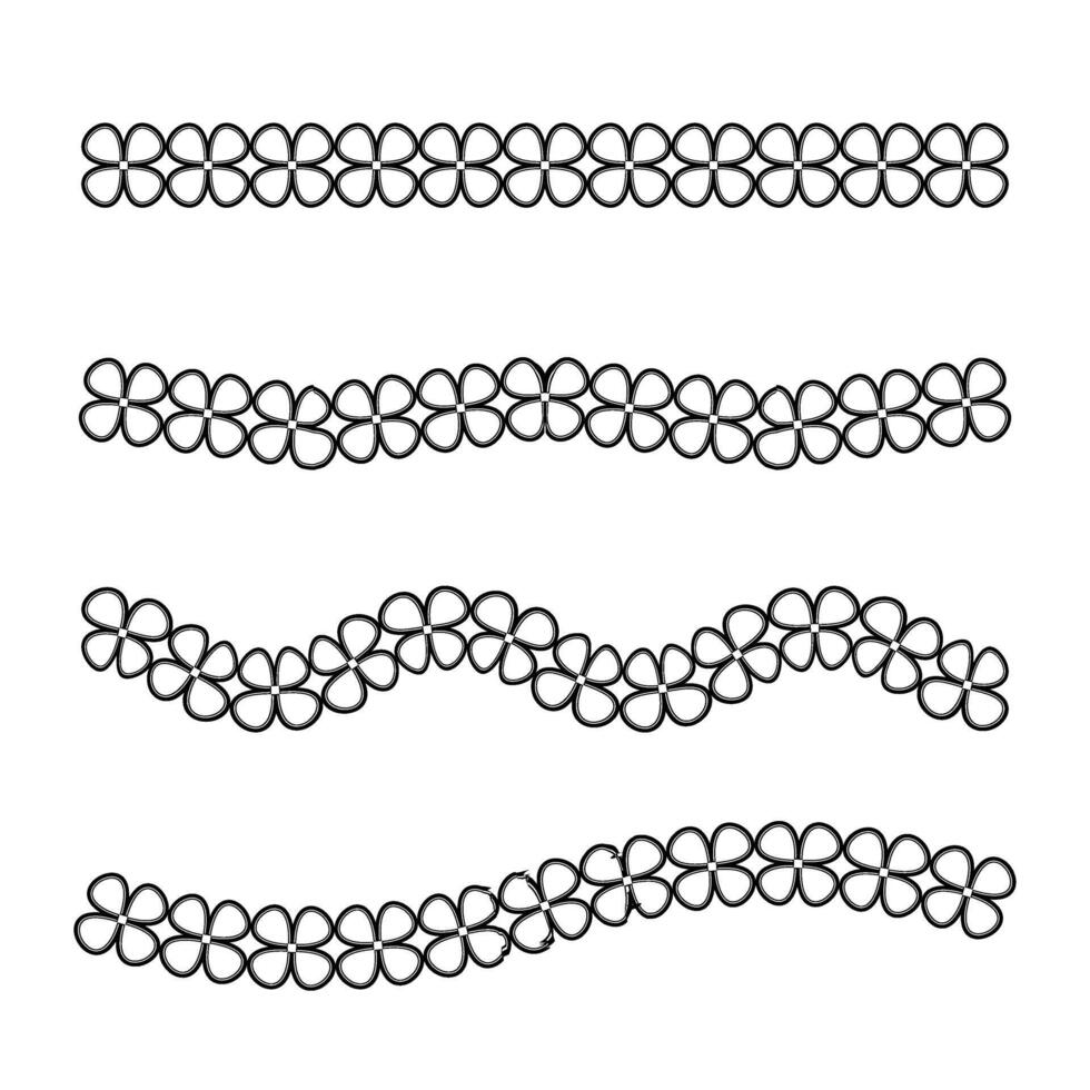 Decorative flower brush stroke set design isolated on white background. illustration vector
