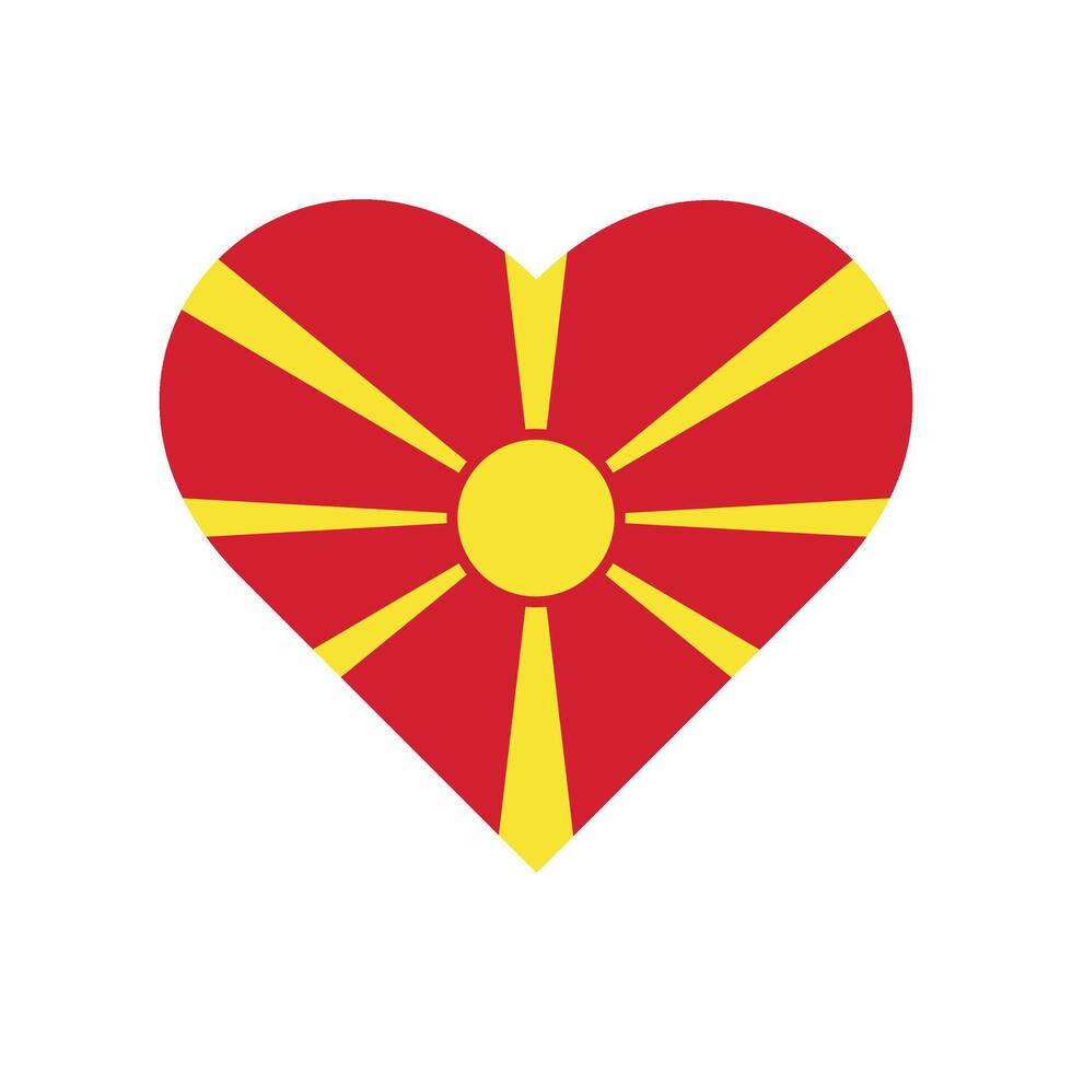 National flag love icon of North Macedonia isolated on white. illustration vector