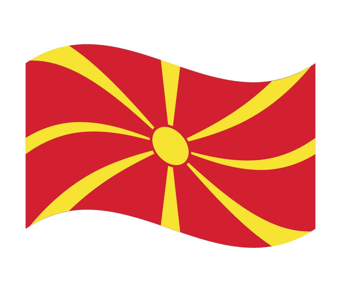 North Macedonia national waving flag isolated on white. illustration vector