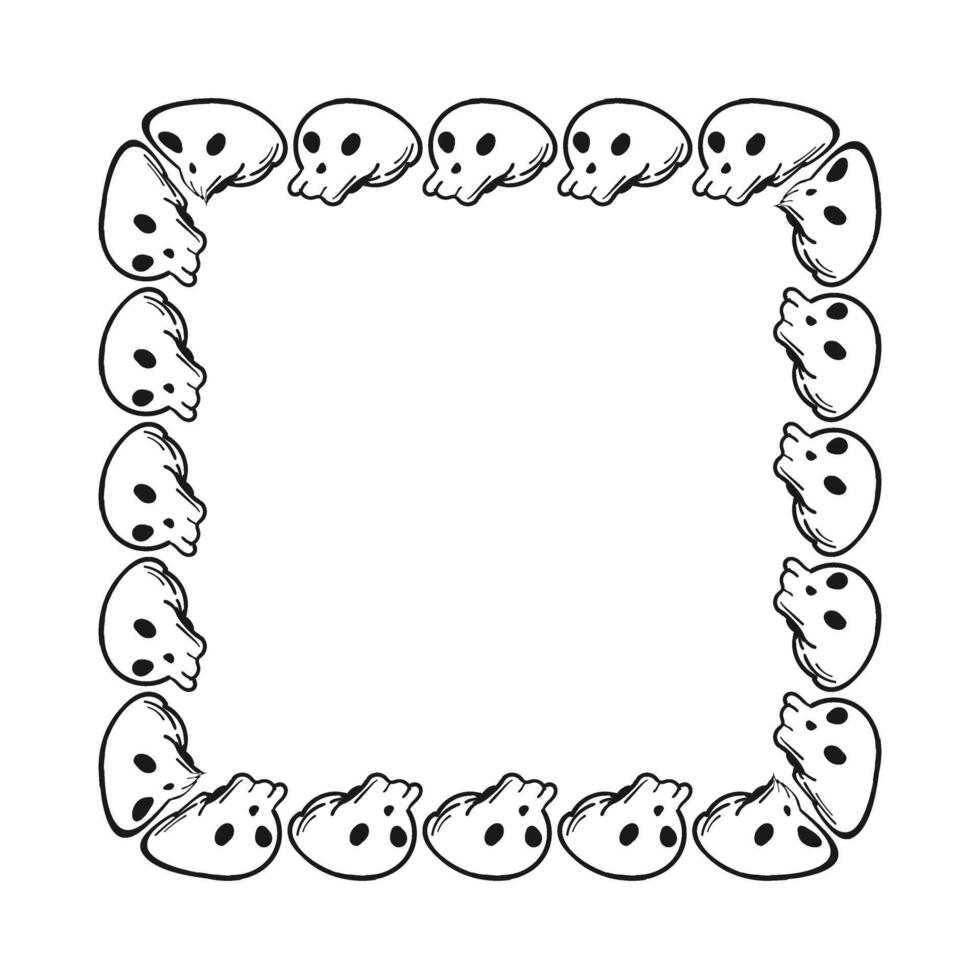Halloween spooky skull frames isolated on white background. Decorative frame. vector