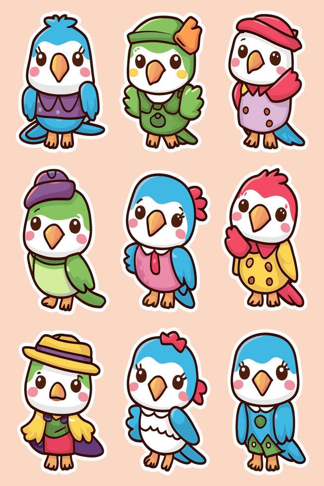 Cute cartoon birds vector