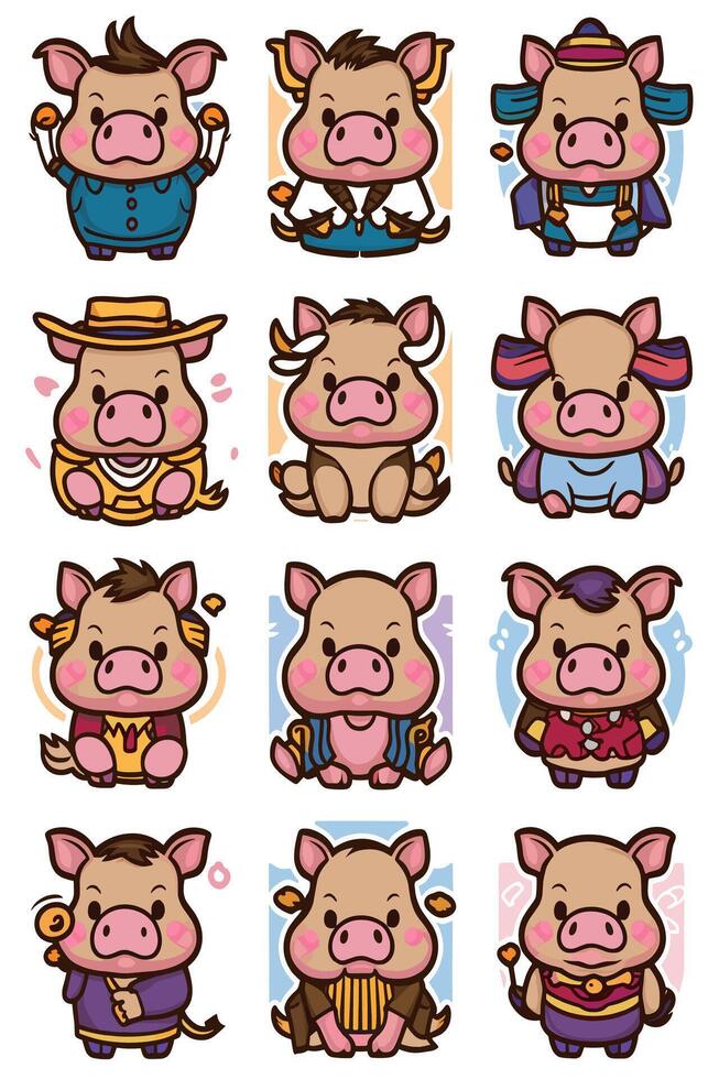 Chinese zodiac pig year of the pig vector