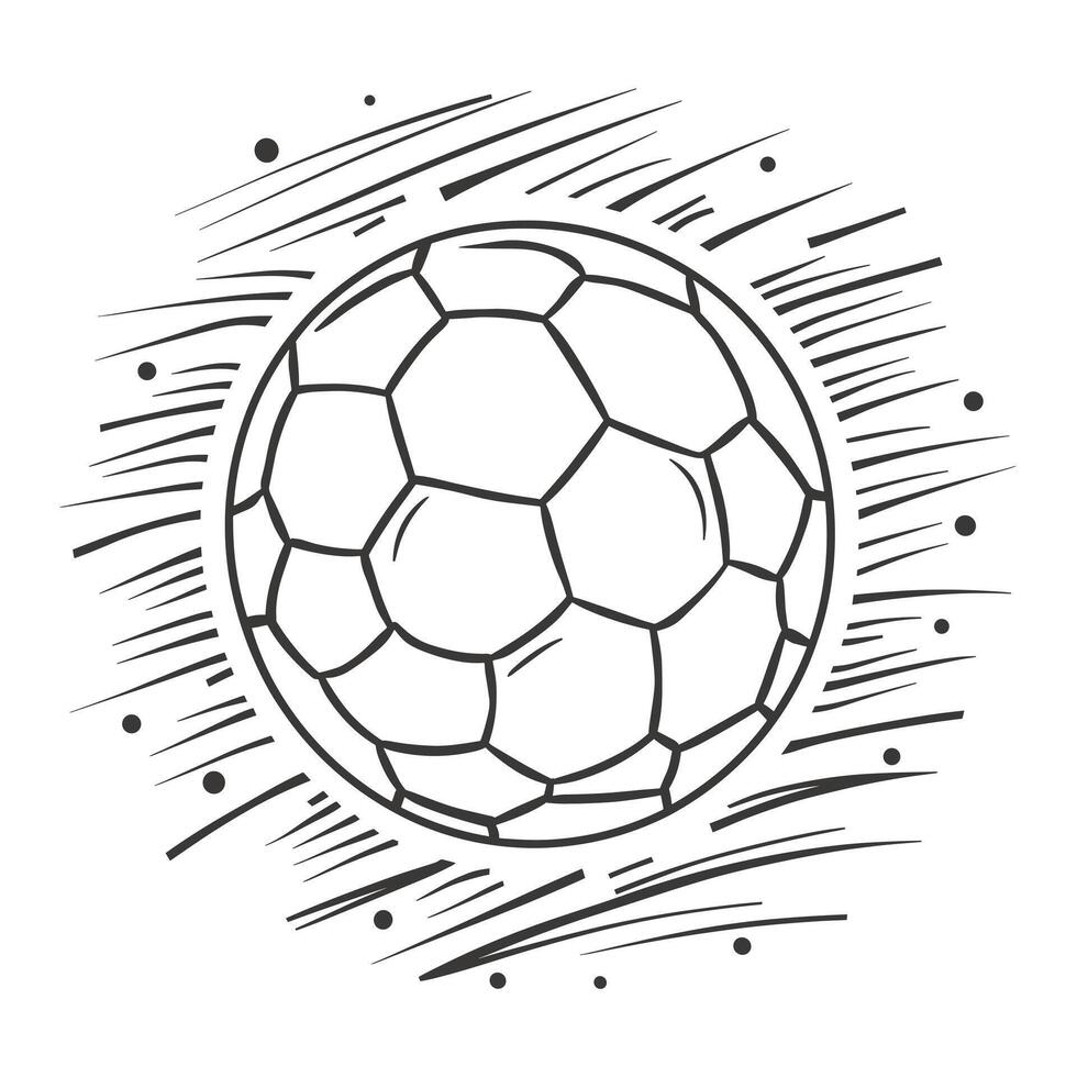 A soccer ball is shown in a black and white drawing vector