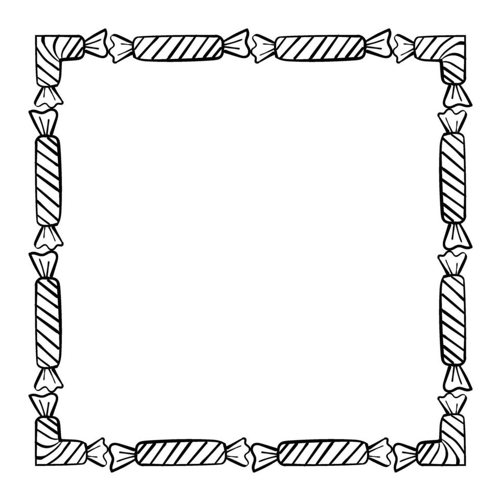 Halloween decorative candy lollipop frame isolated on white background. illustration vector