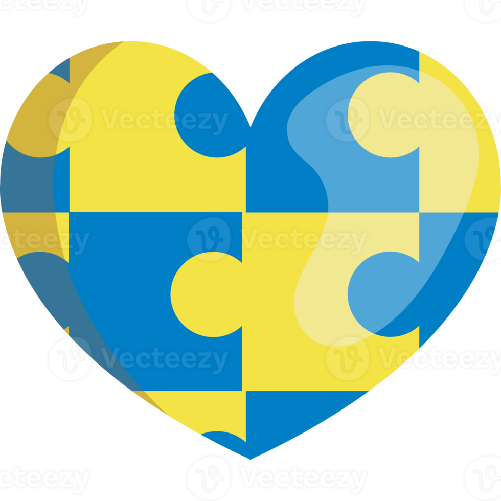Down syndrome puzzles heart flat style icon png