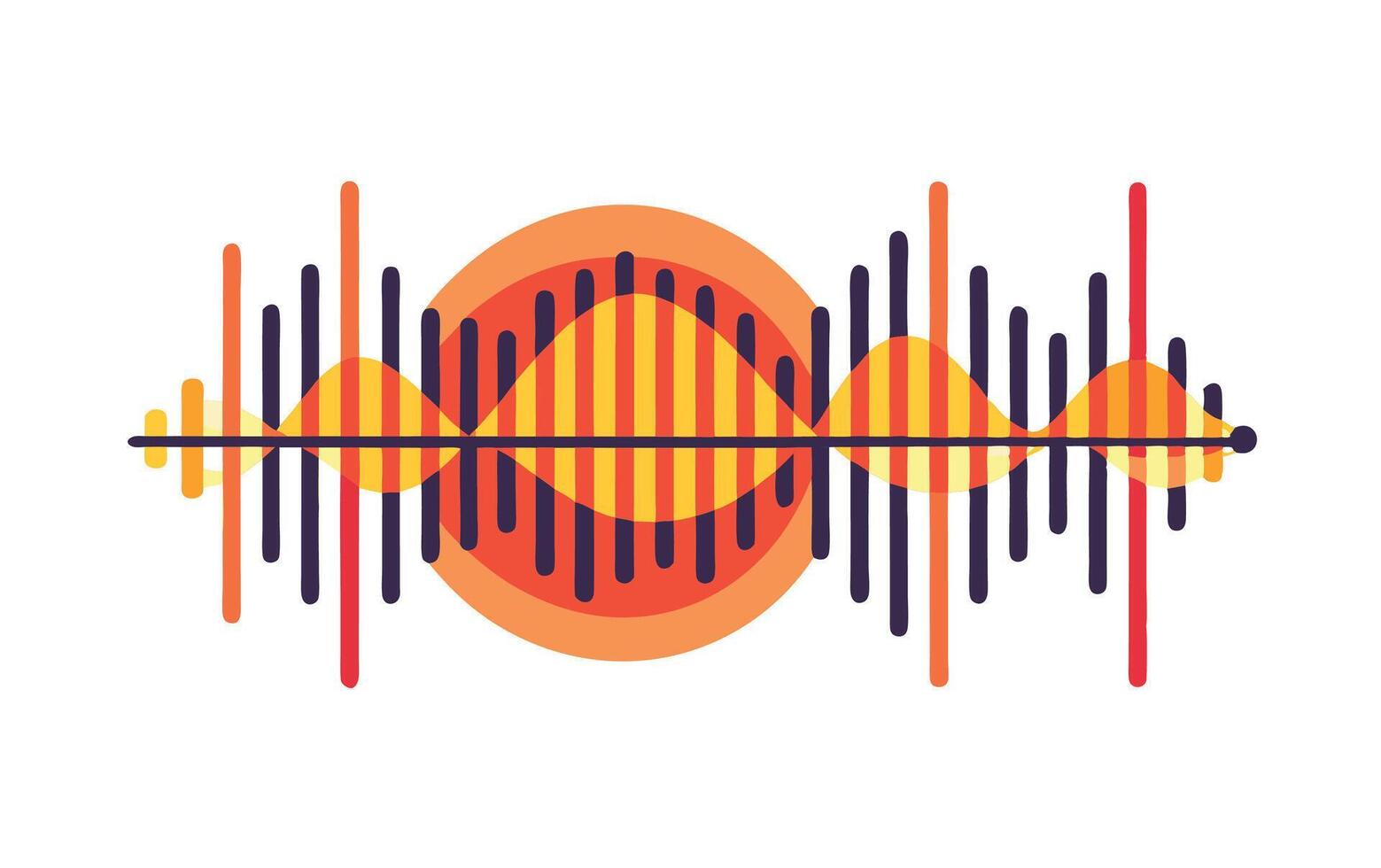 An image of a sound wave with a line vector
