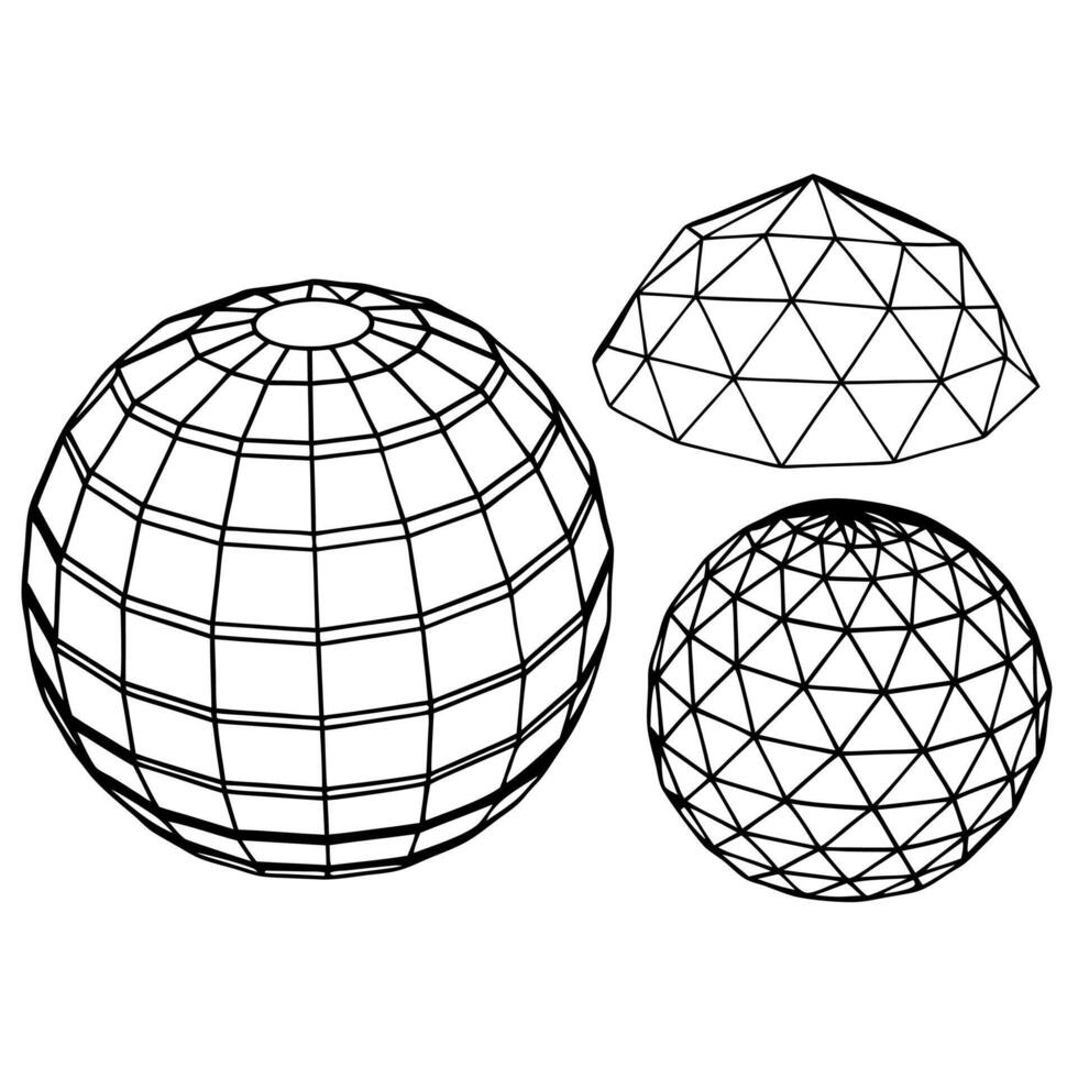 Three spheres with different shapes and sizes vector