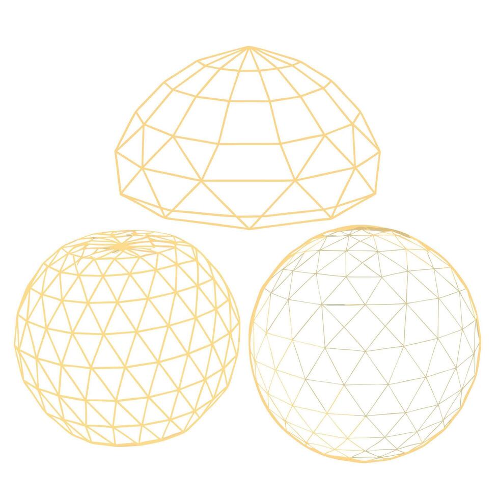 Three spheres with geometric shapes on them vector