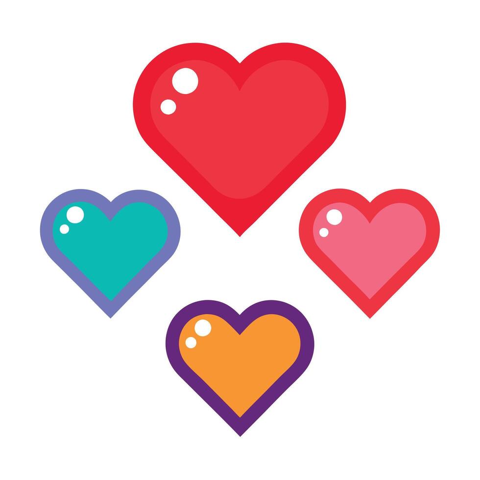 Four hearts with bubbles on a white background vector