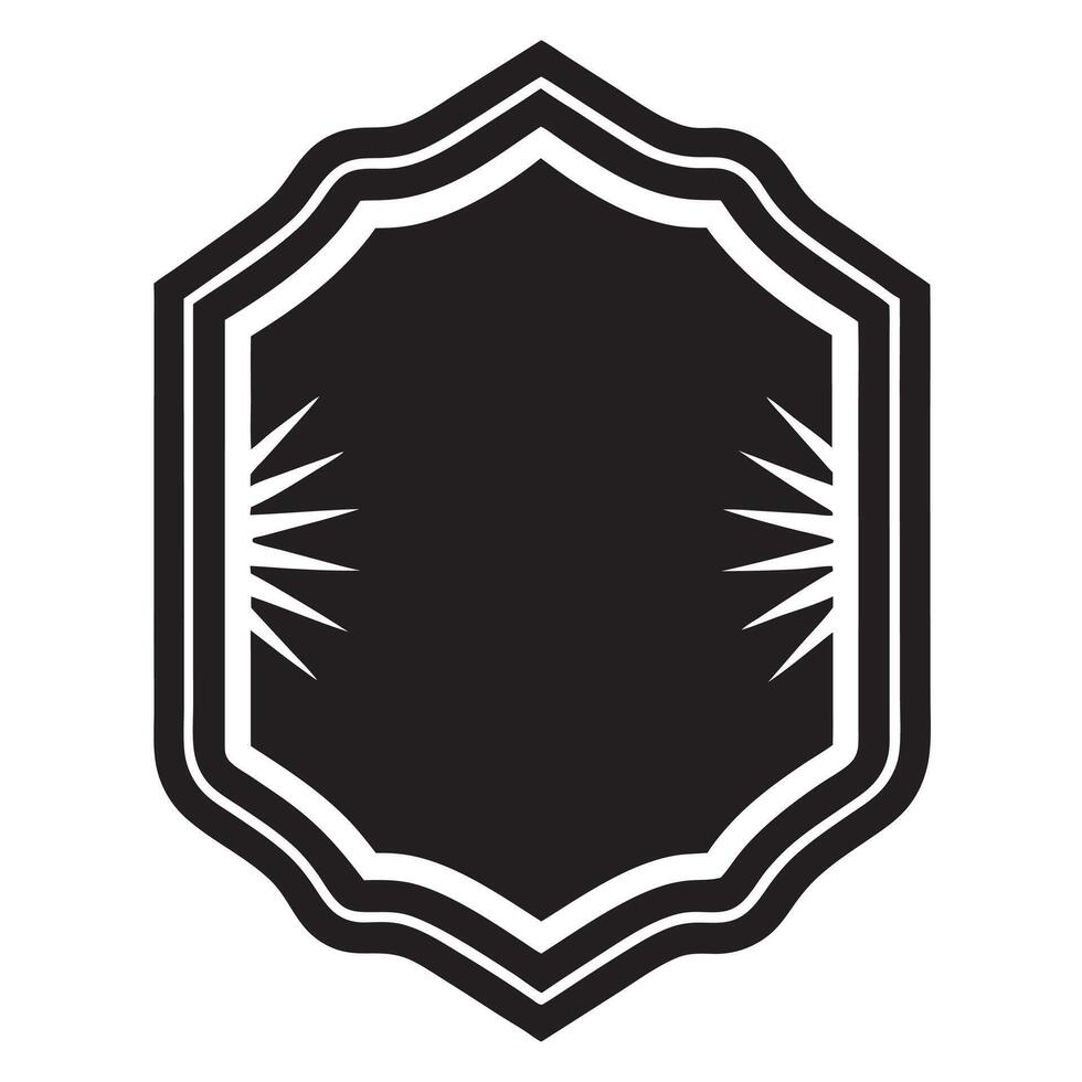 A black and white shield with a starburst vector