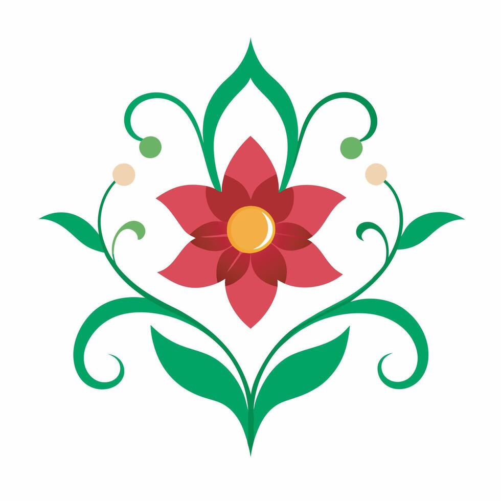 A flower with leaves and a stem vector