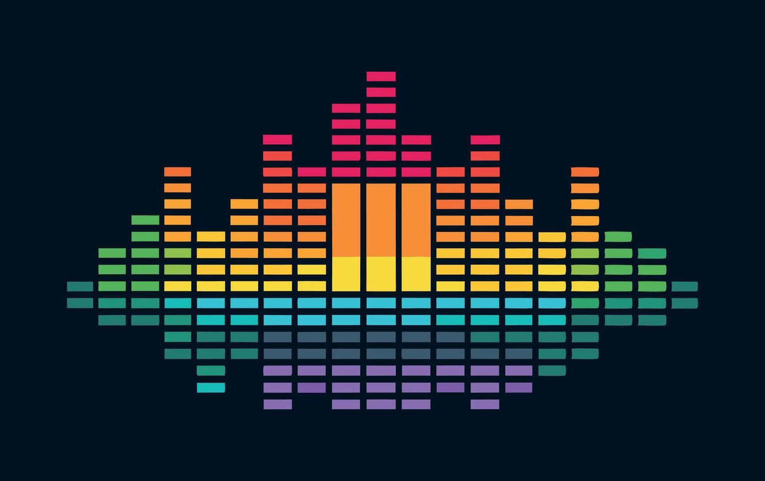 A rainbow colored equalizer icon on a black background vector