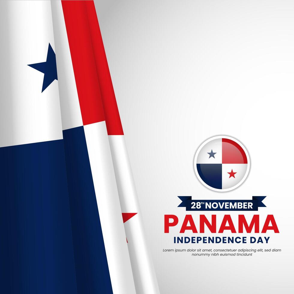 Panama independence day square banner background template with waving flag vector