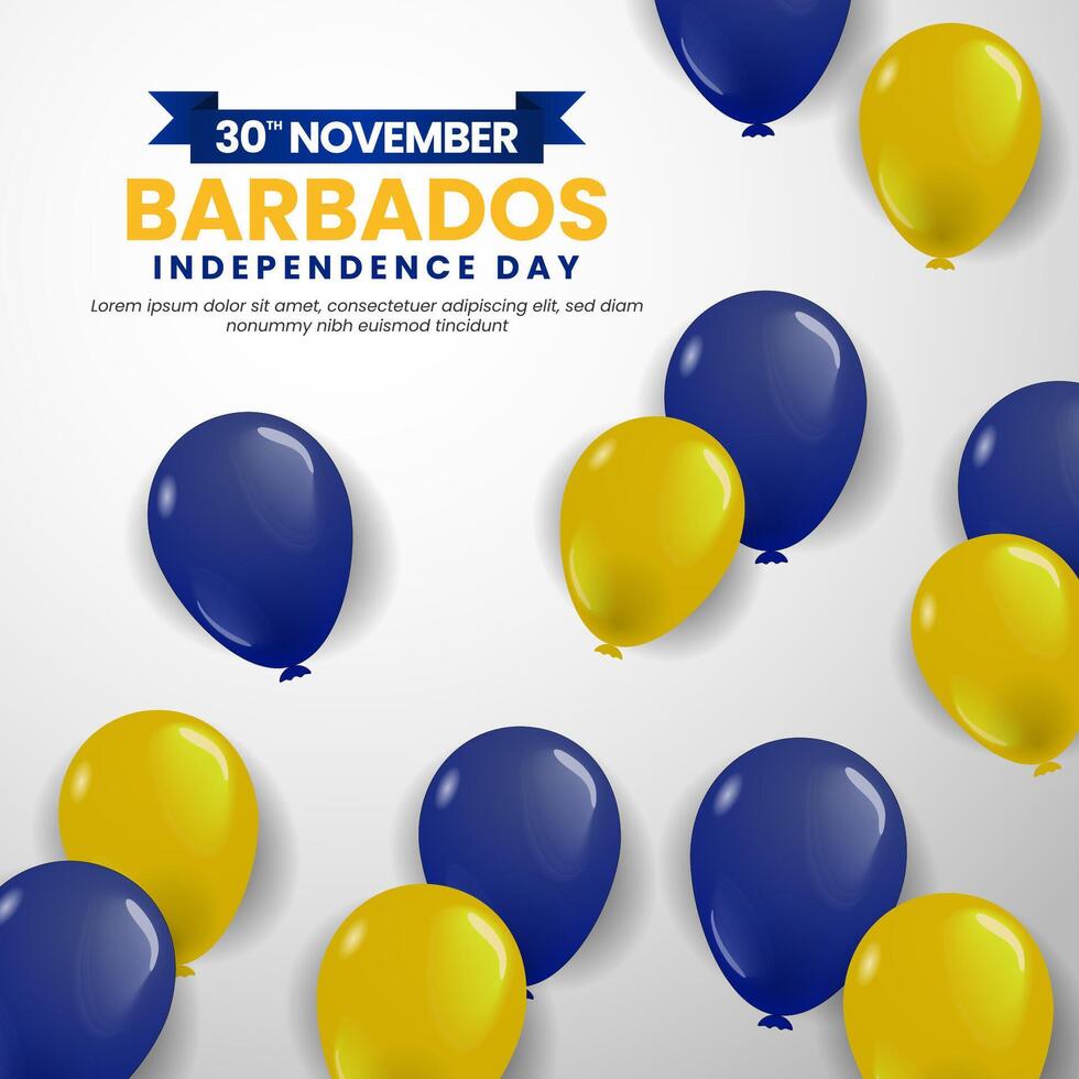 Barbados Independence Day Celebration Background Post with Balloons Illustration vector