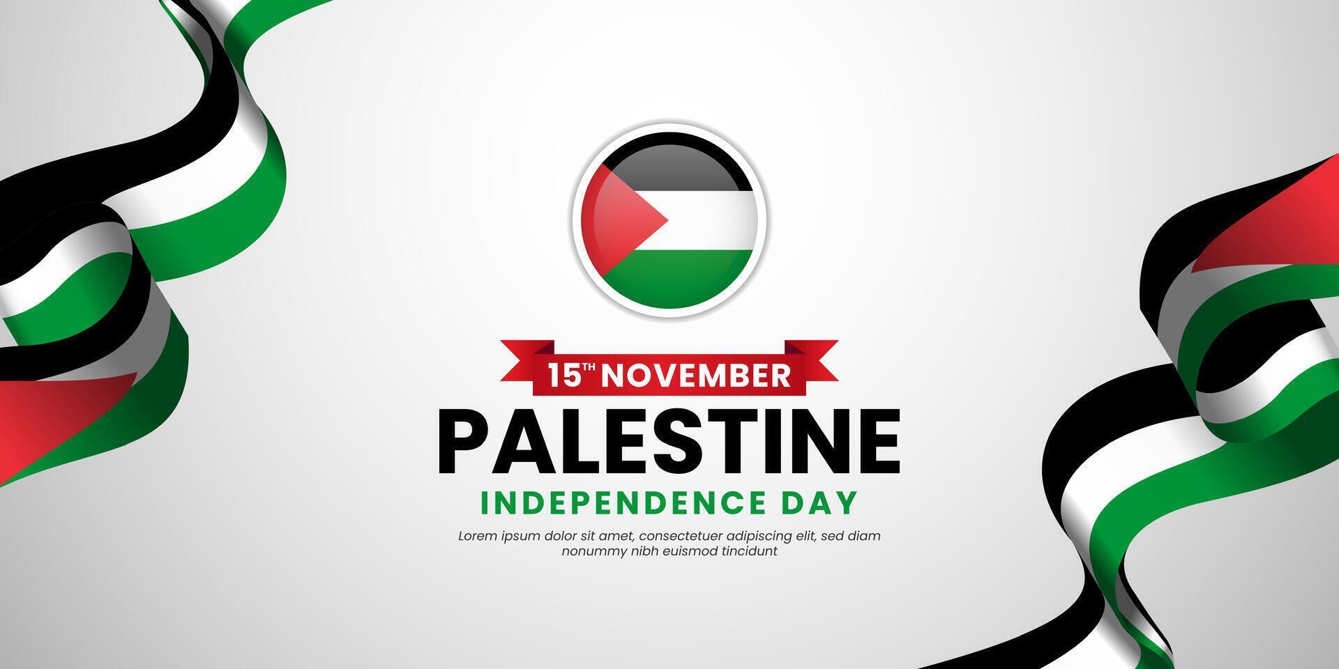 Palestine independence day background 15 november with waving ribbon flag vector