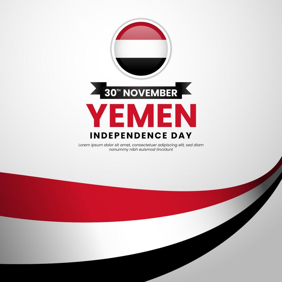 Yemen waving ribbon flag for national day and independence day background social media post vector