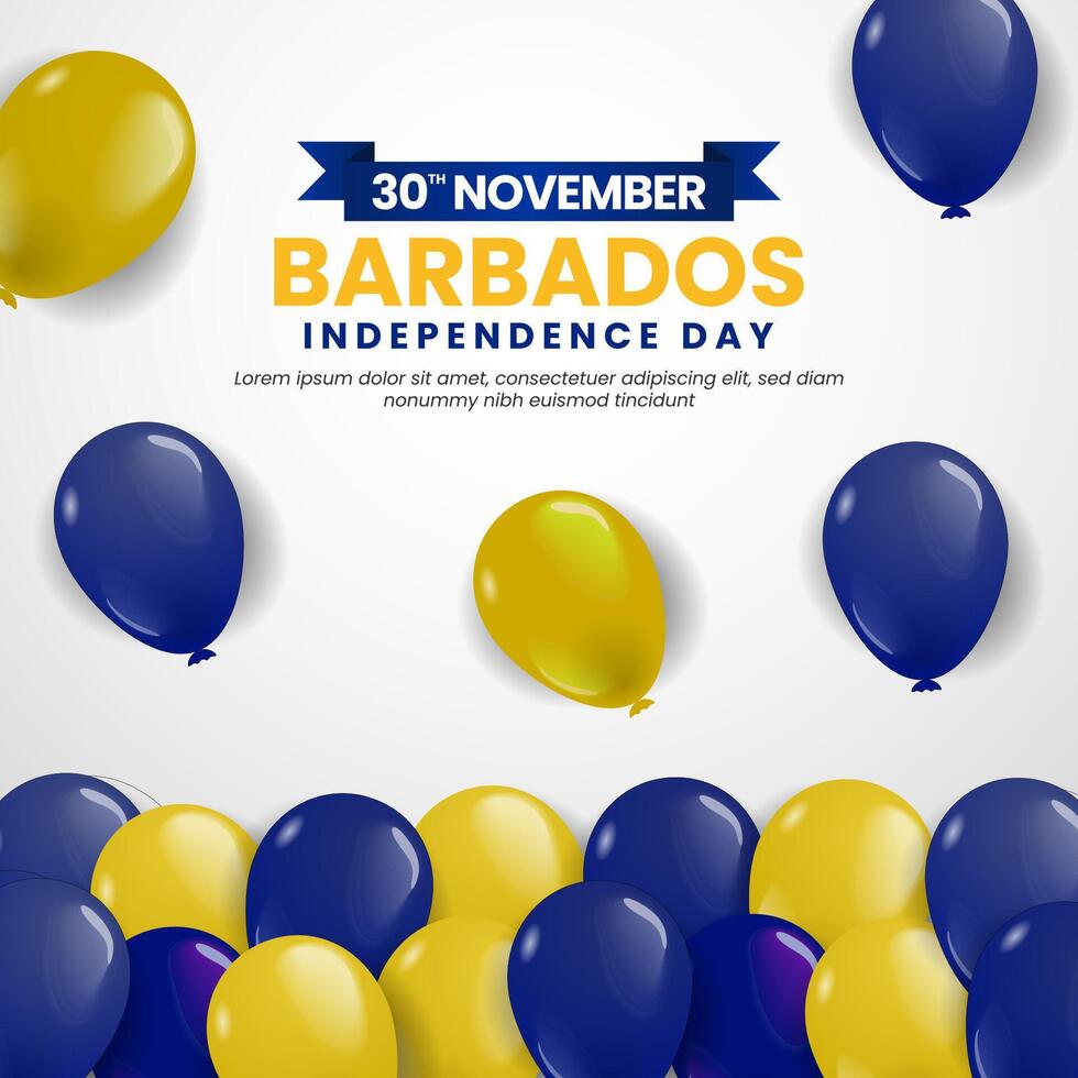 Barbados Independence Day Celebration Background Post with Balloons Illustration vector