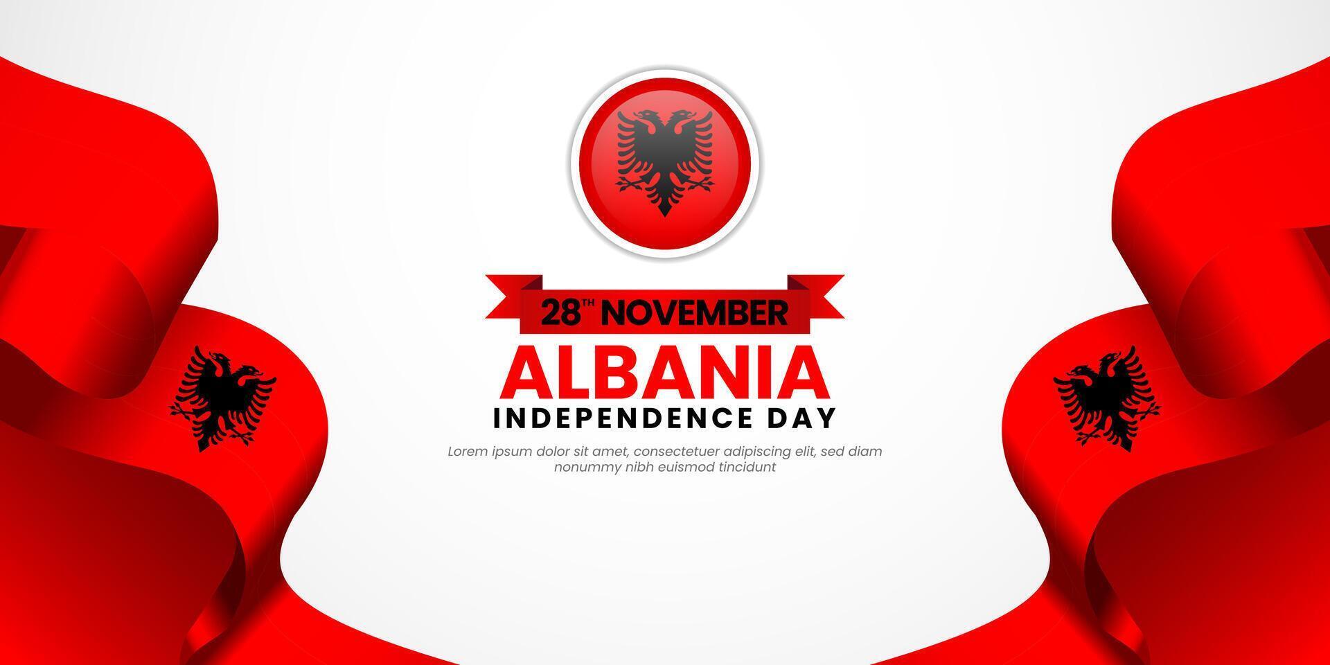 Albania independence day greeting card, banner background and national day 28 November vector