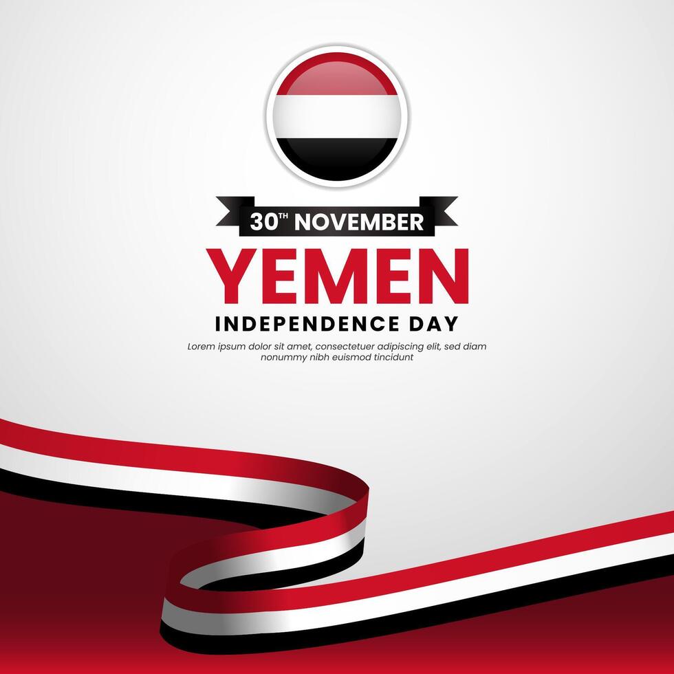 Yemen waving ribbon flag for national day and independence day background social media post vector
