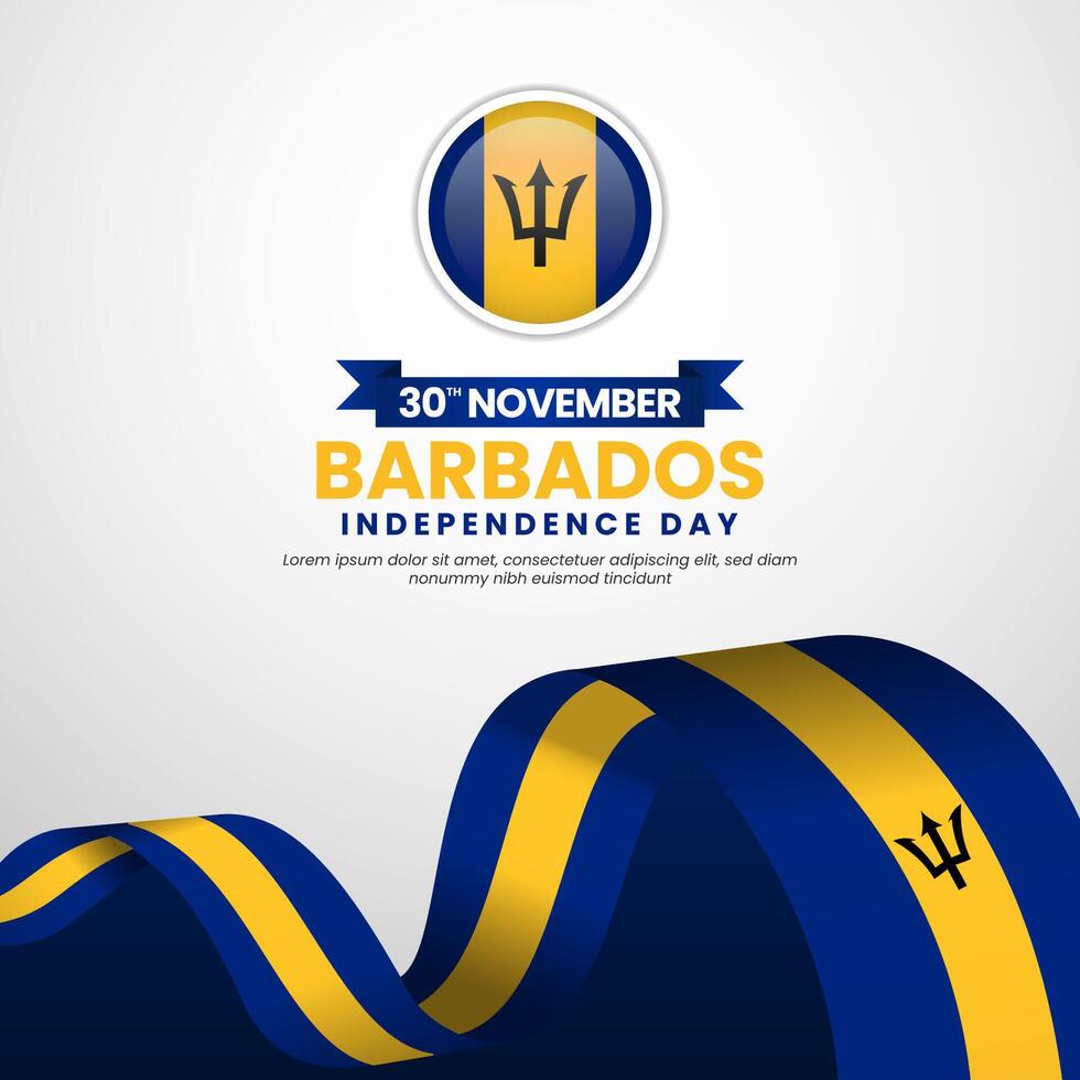 Barbados Independence Day November 30th Celebration Square Banner Background Design Template for Post, Poster, Banner, Advertising, Greeting Card vector