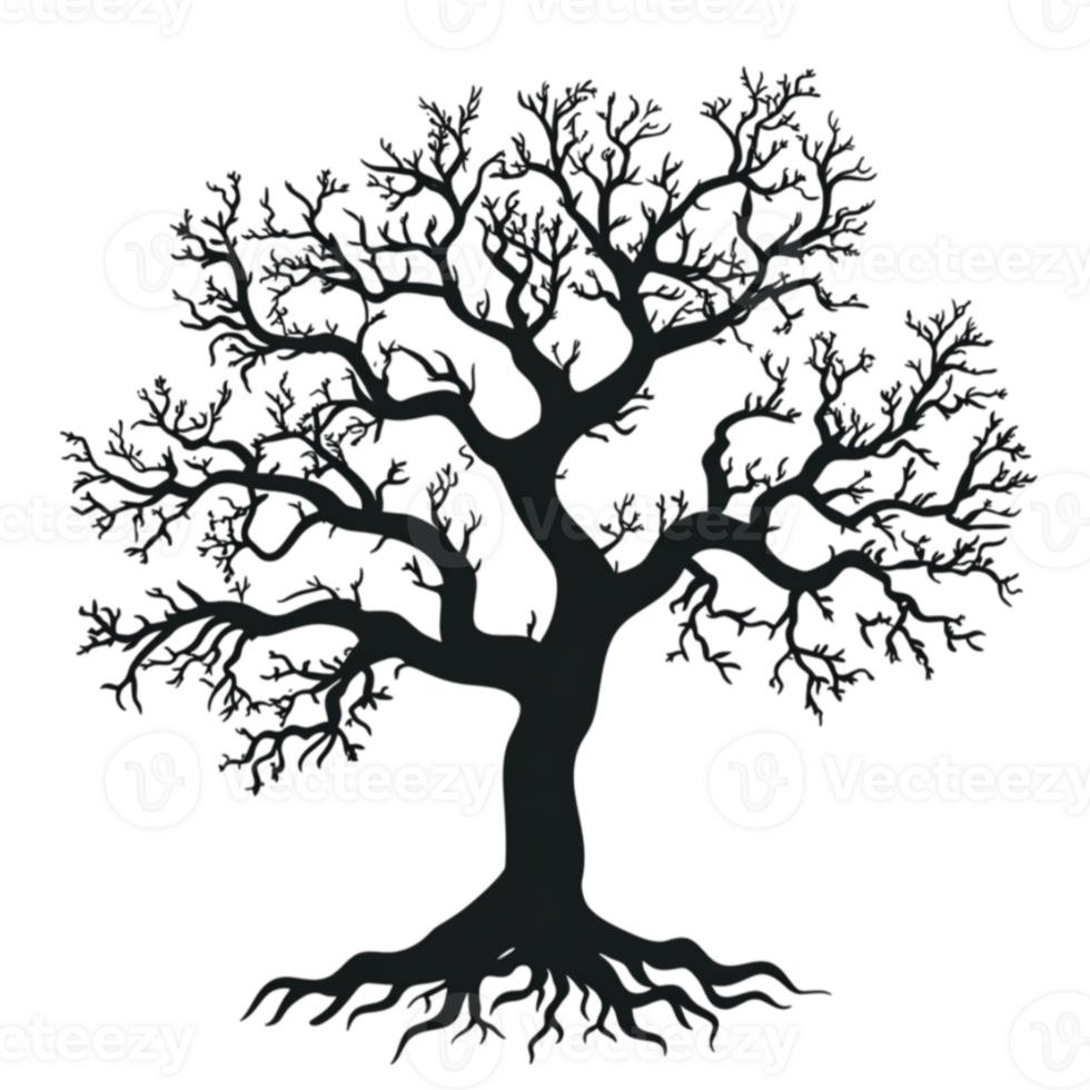 Minimalistic Tree with Roots Silhouette png