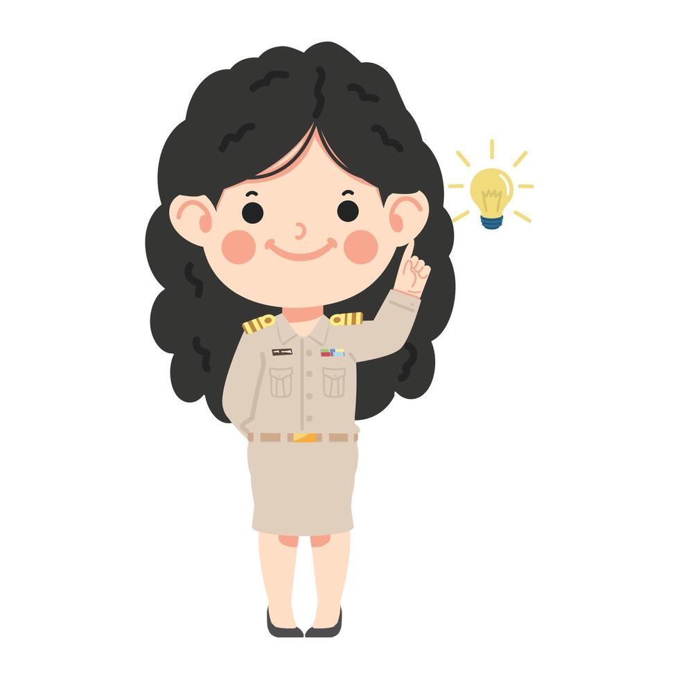 Thai female teacher in government employee uniform vector