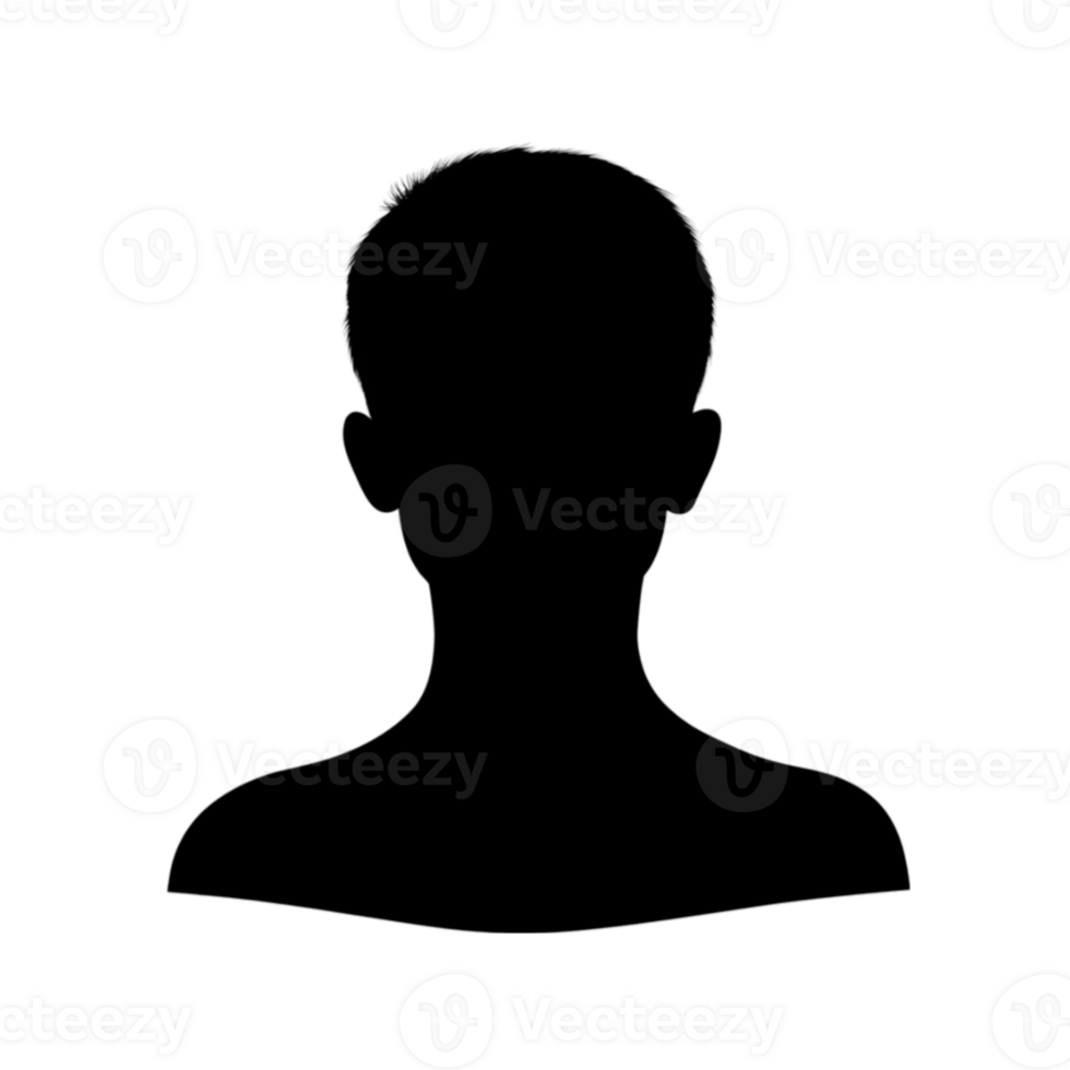 A silhouette of a person's head in black png