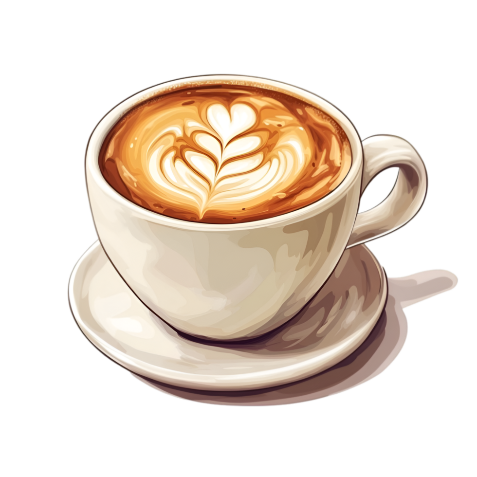 A cup of coffee with a heart in the center png