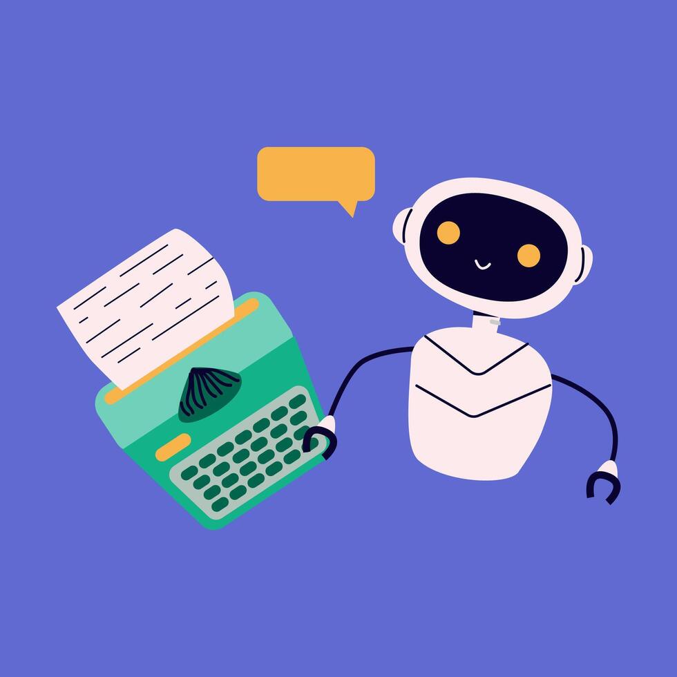 Ai robot flat illustration. Artificial intelligence in life vector