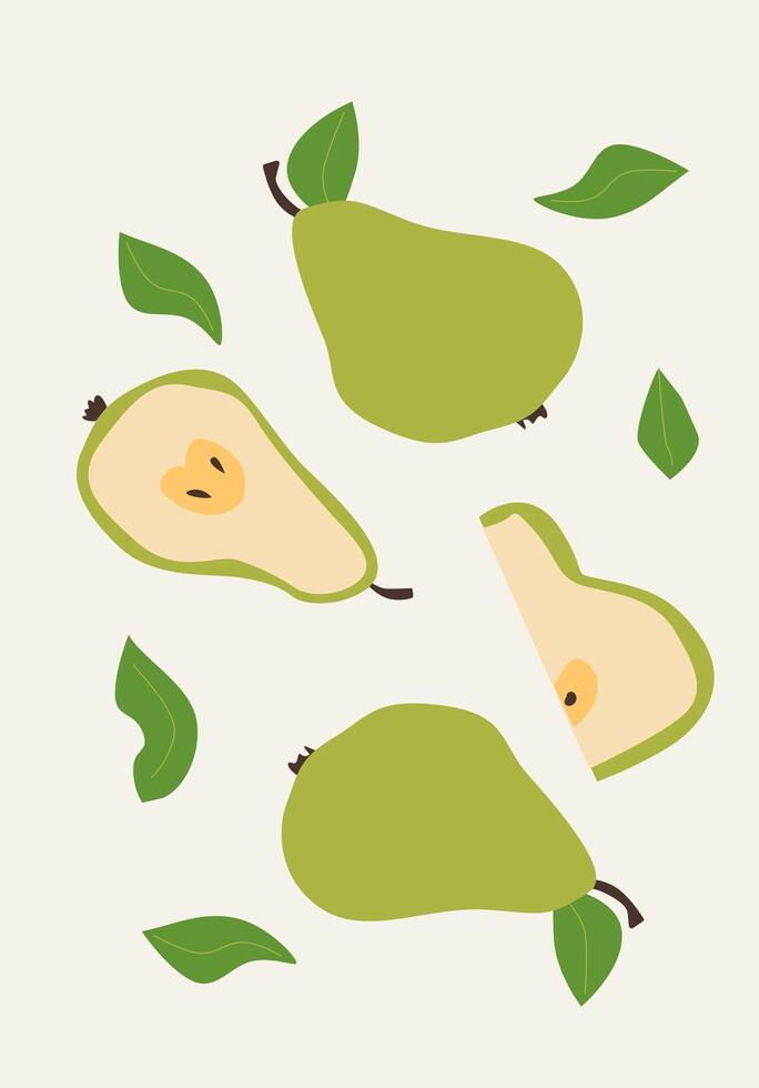 Modern pear art with flat design. Simple yet striking visual appeal. vector