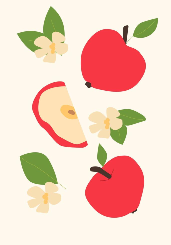Stylized apple in bold flat colors. Perfect for modern, minimalist spaces. vector
