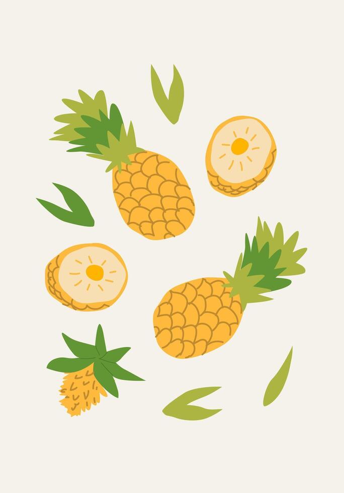 Simplified pineapple fruit in a stylish flat design. Ideal for a sleek modern look. vector