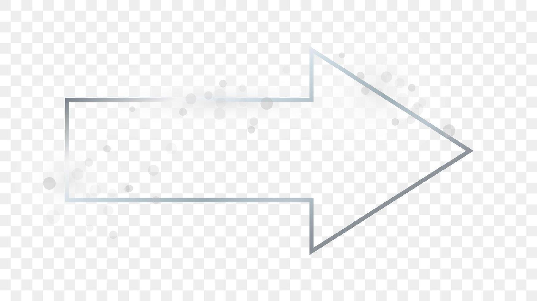 Silver glowing arrow shape frame with sparkles vector