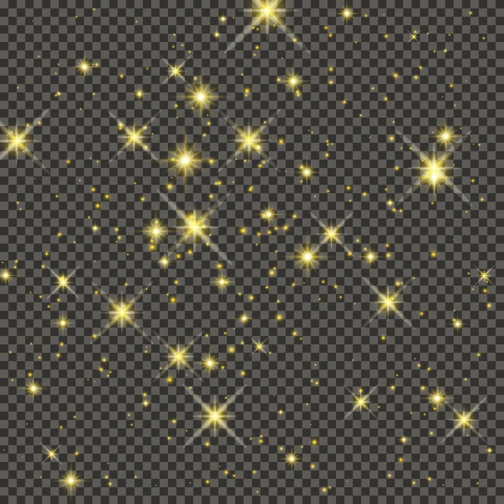 Gold glittering dust on a gray background. Dust with gold glitter effect and empty space for your text. illustration vector