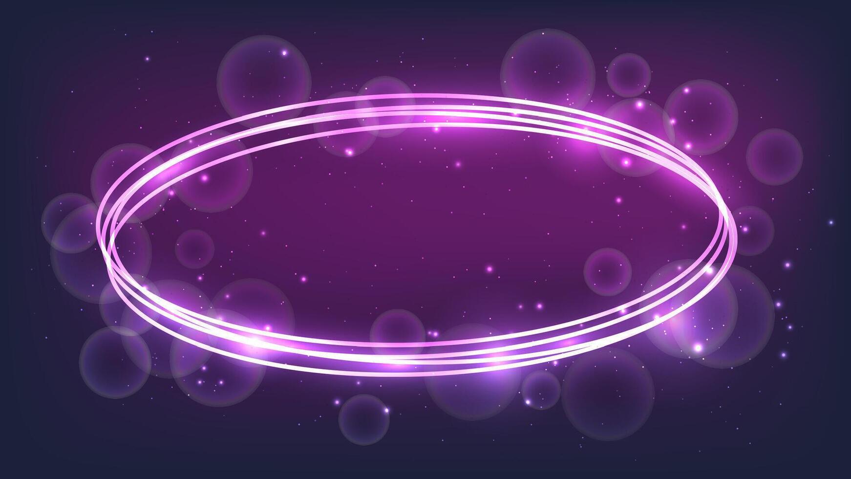 Neon oval frame with shining effects and sparkles vector