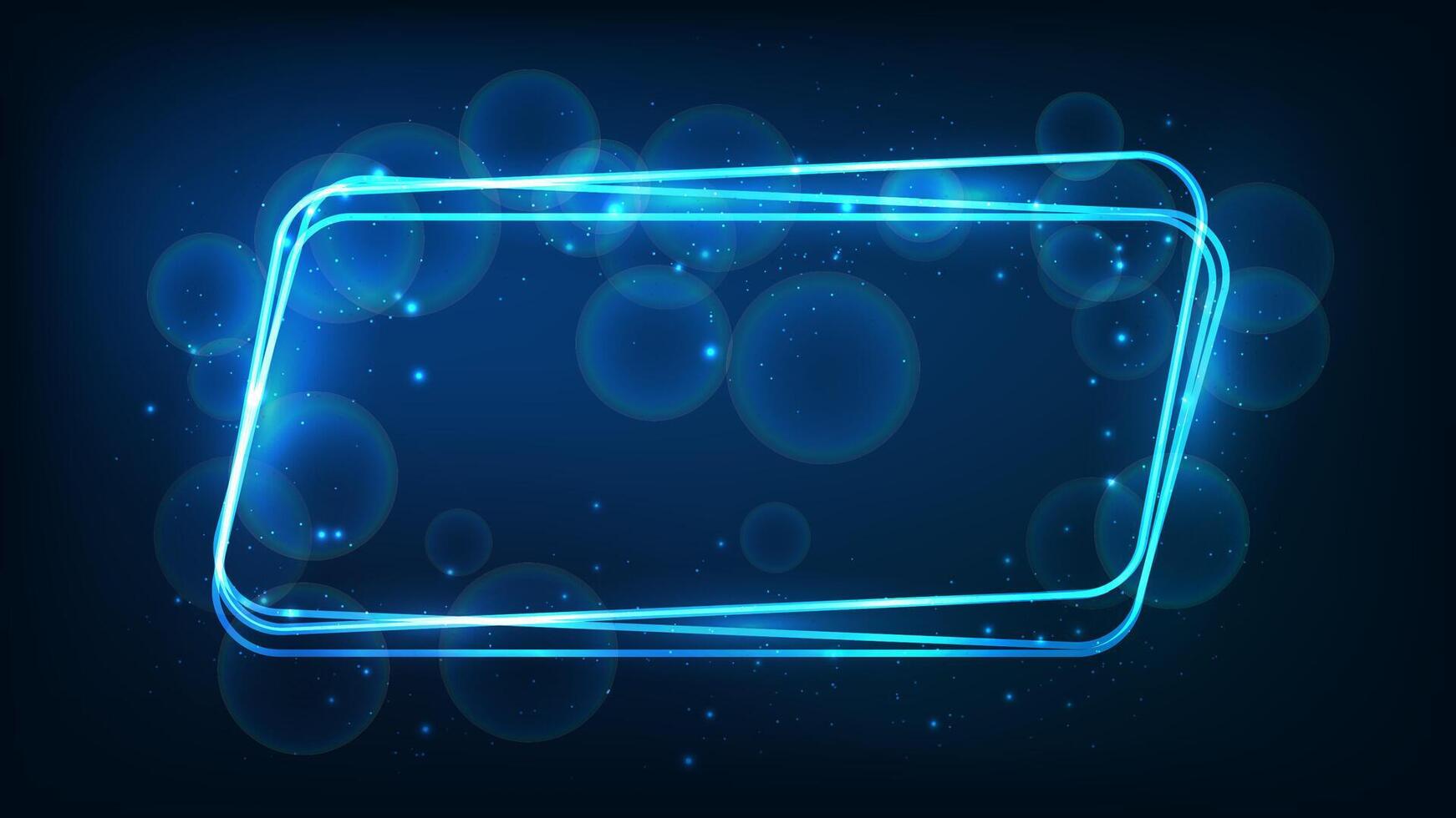 Neon rounded parallelogram frame with shining effects and sparkles vector