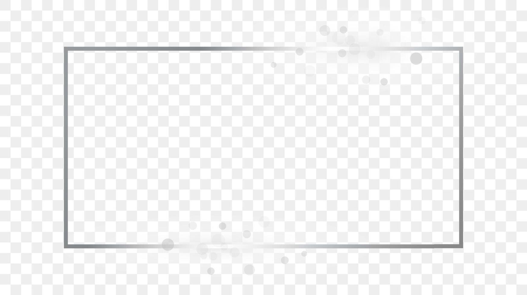 Silver glowing rectangular shape frame with sparkles vector