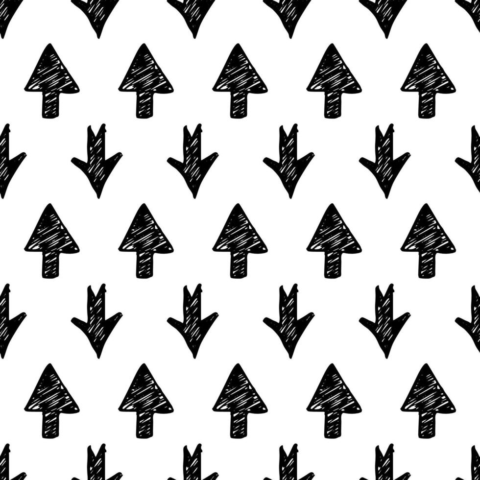 Seamless pattern with black hand drawn arrows vector