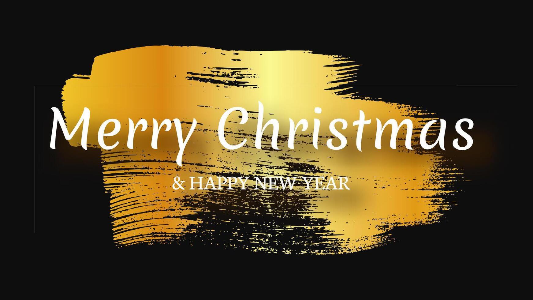 Merry Christmas and Happy New Year incription on gold smear vector