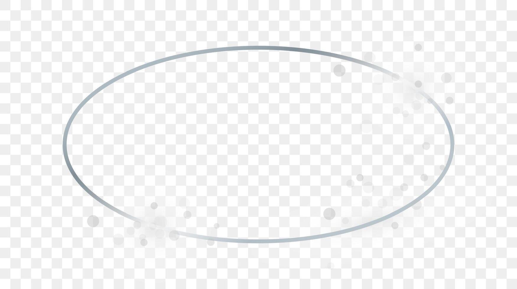 Silver glowing oval shape frame with sparkles vector