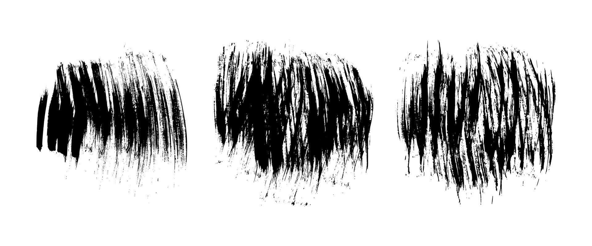 Set of black hand drawn brush strokes vector